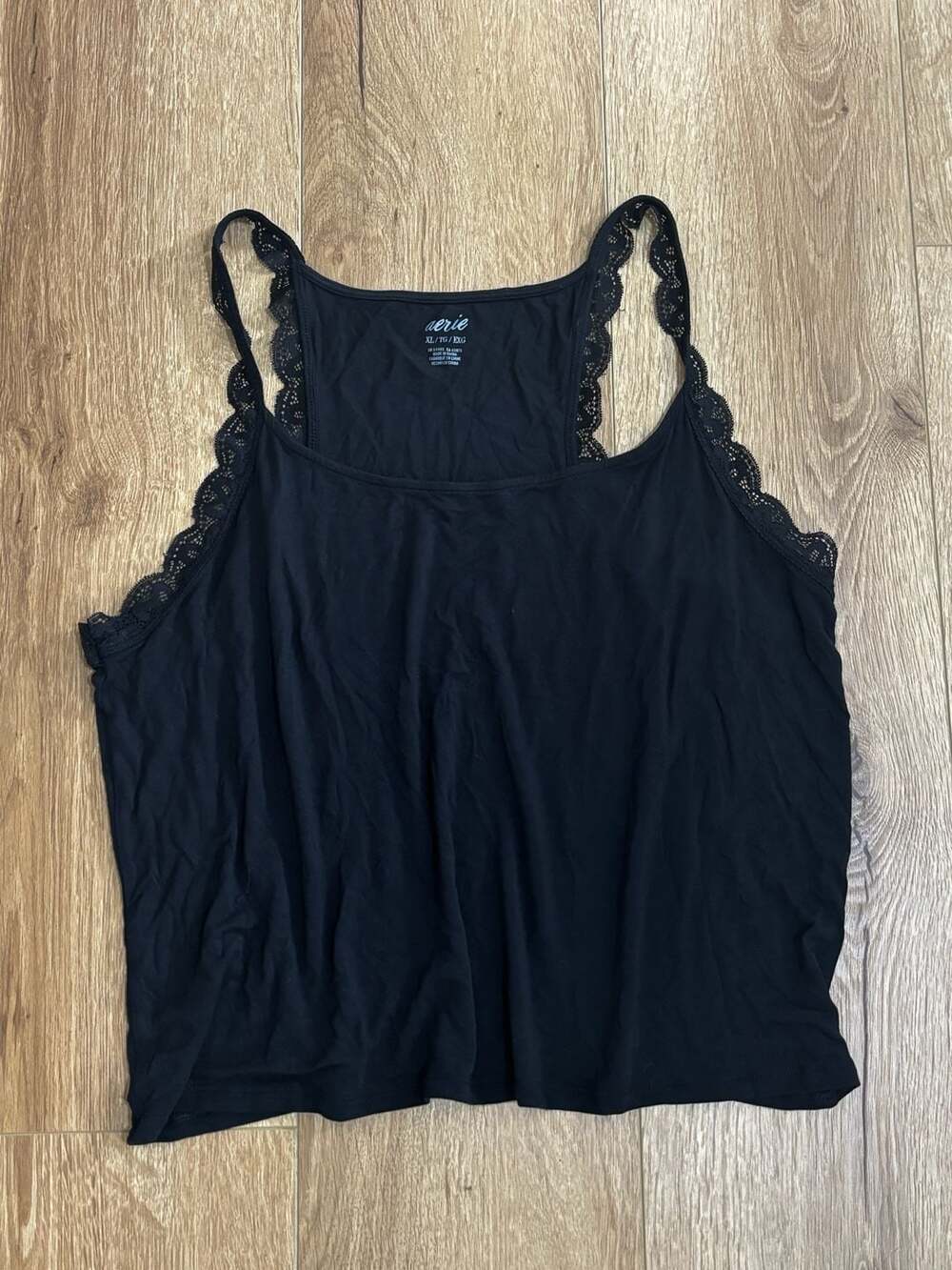Aerie Women's Modal Blend Lace-Trim Tank Top, Black